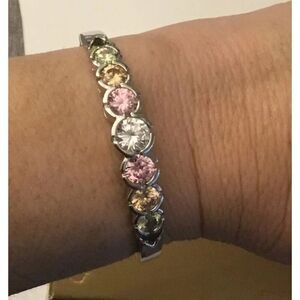 Gorgeous New 9 Carat Multi-Color Sapphire Gemstone Bangle Bracelet